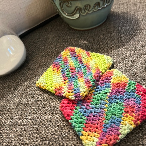 Pair of Double thickness recycled cotton coasters!  Absorbent & heat tolerant! - Picture 2 of 3